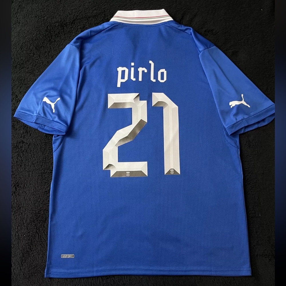 Pirlo #21 2012 Italy Retro Soccer Jersey Home Blue